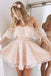 A-Line Off-the-Shoulder Short Homecoming Dress,Pearl Pink Homecoming Dresses DM200