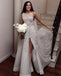 Elegant One Shoulder Floral Appliques A-line Wedding Gowns, Newest Long Prom Dresses DM1945