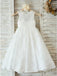A-Line Jewel Open Back White Lace Flower Girl Dress DMP28