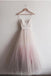 Charming Ombre A-line Spaghetti Straps Tulle Blush Long Prom Dresses DMD71