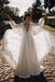 Simple Chiffon V Back Wedding Gown Long Puffy Sleeves Beach Wedding Dress DMW23