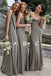 Simple Sheath Rushed Chiffon Long Bridesmaid Dresses Bridesmaid Gowns DM1840
