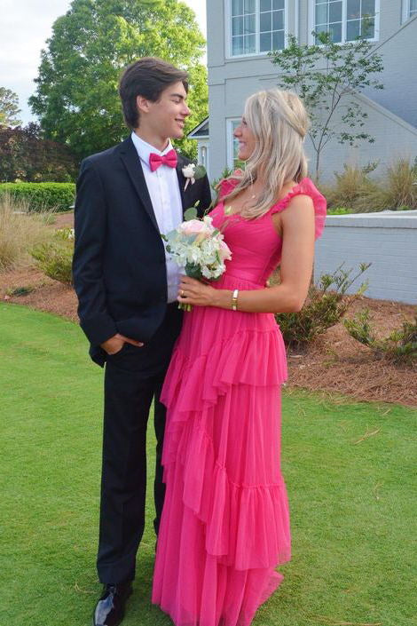 Tiered evening dress clearance