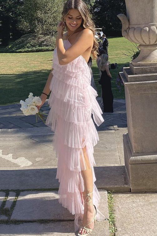 Charming Halter Layered Tulle Prom Dress, Summer Long Bridesmaid Dress – Demodresses