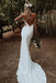 Simple Spaghetti Straps Mermaid Long Bridal Dress with V-neckline DMW50