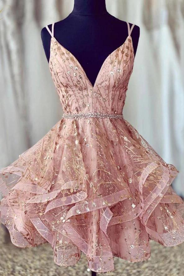 knee length dresses for ladies Cute Bodycon V Neck Hot Pink Sequins Short Homecoming Dresses Pink / knee length dresses for ladies Cute Bodycon V Neck Hot Pink Sequins Short Homecoming Dresses Pink /