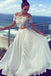 White Two Pieces Off The Shoulder Long Lace Cheap Prom Dresses,Formal Women Dress DM588