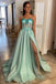 A Line Tulle Lace Appliques Spaghetti Straps Long Prom Dresses, Formal Evening Dresses DM1822