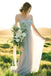 A-Line Cold Shoulder Sage Chiffon Long Bridesmaid Dress DM1844
