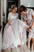 A Line Pink Tulle Lace Backless Half Sleeves Lace Up Wedding Dresses, Bridal Gown DM1881