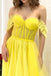 A Line Off the Shoulder Yellow Tulle Long Prom Dresses, Formal Evening Dresses DM1919