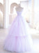 A Line Tulle Strapless Long Prom Dresses, Princess Formal Evening Dresses DMP341