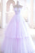 A Line Tulle Strapless Long Prom Dresses, Princess Formal Evening Dresses DMP341