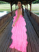 Hot Pink A Line Tulle Spaghetti Straps Long Prom Dresses, Formal Evening Dresses DMP342