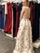 A Line V Neck Spaghetti Straps Floral Long Prom Dresses,Junior Graduation Dress DMJ35