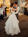 Generous A-Line Deep V-Neck Sleeveless Backless Off White Organza Wedding Dress DMF77
