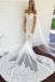 Off the Shoulder Short Sleeves Court Train Mermaid Wedding Dress with Appliques Lace DMF75