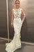 Mermaid Jewel Long Sleeves Sweep Train Wedding Dresses, Prom Dress with Lace Appliques DME36