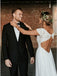 A-Line Bateau Cap Sleeves Open Back Bohemian Wedding Dress with Lace DMR21