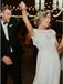 A-Line Bateau Cap Sleeves Open Back Bohemian Wedding Dress with Lace DMR21
