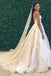 Princess A-Line Spaghetti Straps Backless Tulle Wedding Dress with Appliques DMF92