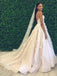 Princess A-Line Spaghetti Straps Backless Tulle Wedding Dress with Appliques DMF92