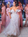Elegant A-Line Cold Shoulder Lace Beach Wedding Dress with Ruffles Appliques DMF88
