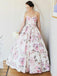 Cheap A-Line Sweetheart Floor Length Floral Satin Long Wedding Dress DMF89