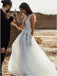 Sexy A-Line Deep V-Neck Sweep Train Wedding Dress with Appliques Split DMR39