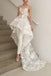 Illusion Round Neck High-Low Wedding Jumpsuit with Appliques DML62