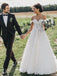 A-Line Off-the-Shoulder Boho Wedding Dress with Appliques DML58