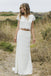 Two Piece V-Neck Cap Sleeves White Lace Wedding Dress DML55