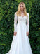 A-Line V-Neck Long Sleeves Wedding Dress with Lace Appliques DML50