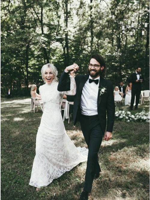 high neck boho dress Boho Lace High Neck Wedding Dress I Love that Boho