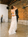 Sheath V-Neck Backless White Lace Boho Wedding Dress Bridal Gown DML13
