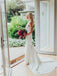 Mermaid V-Neck Backless Sweep Train Satin Charming Wedding Dress DMK45