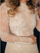 Mermaid Jewel Long Sleeves Lace Wedding Dress with Pearls DML16