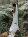 Sheath Spaghetti Straps Backless Beach Lace Wedding Dress DML14