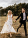 Sheath V-Neck Sweep Train Ivory Simple Wedding Dress Bridal Gown DML11