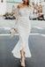 Mermaid Off-the-Shoulder Long Sleeves High Low Lace Beach Wedding Dress DMR81