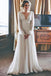 A-Line V-Neck Long Sleeves Floor Length Chiffon Beach Wedding Dress DMR79