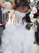 A-Line Strapless Asymmetric Ruffles Wedding Dress with Appliques DMF87