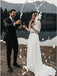 Two Piece Long Sleeves Chiffon Beach Wedding Dress with Lace DMS32