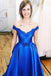 Royal Blue A Line Appliques Satin Charming Prom Dresses DMJ39