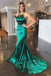 Elegant Mermaid Green Long Prom Dresses With Sweep Train DMJ70