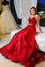 Two Pieces Red Simple Prom Dresses, Long Cheap Evening Dress DMJ84