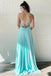 A Line Chiffon Long Split Prom Dress, Cheap Lace Up Back Evening Dresses DMJ52