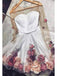 A Line Round Neck Long Sleeves Flower Short Homecoming Dresses With Flowers DMM66