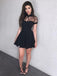 Cute A Line Short Sleeves Black Homecoming Dresses, Little Black Dresses DMM65