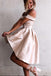 Simple A-Line Off the Shoulder High Low Satin Sleeveless Homecoming Dress DMD67